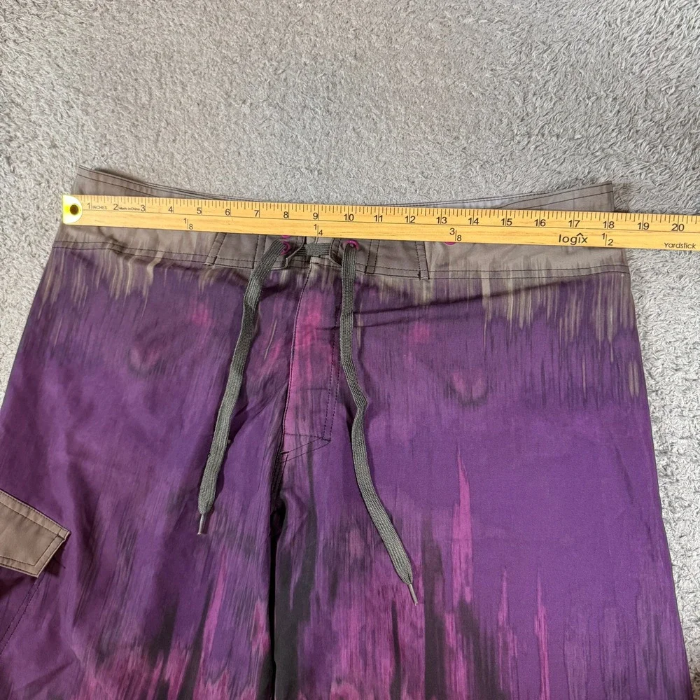 Mossimo Mens Abstract Stripe Board Shorts 36 Purple Cargo Pocket Swim Trunks